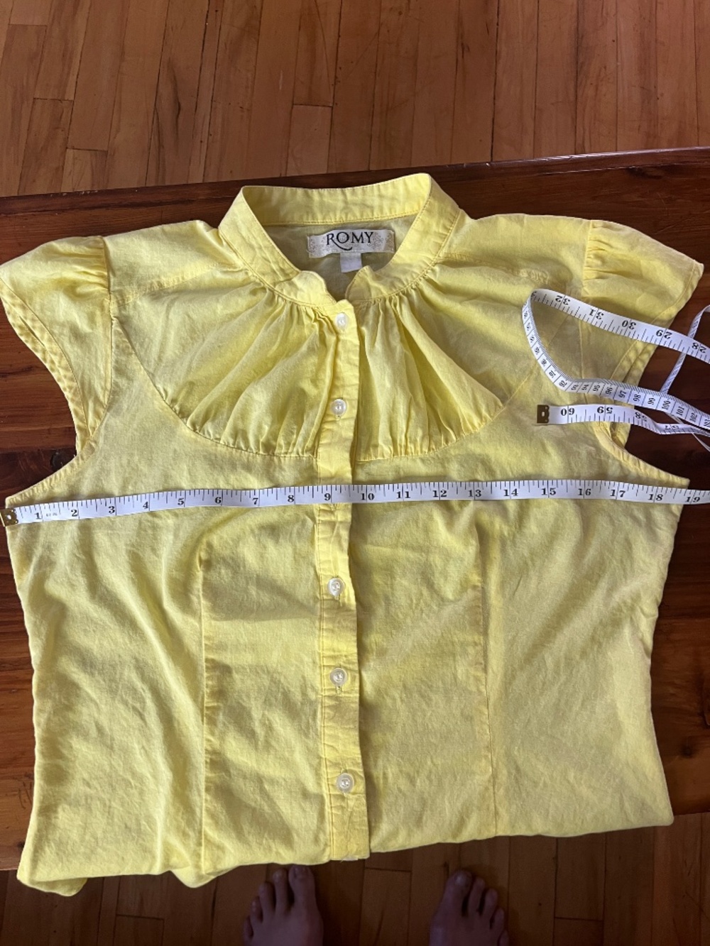 Y2K Rouched Romy Cap Sleeve Yellow Top - Medium - Picture 4 of 10